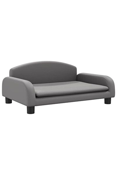 vidaxl Canapea pentru copii, gri, 70 x 45 x 30 cm, piele ecologică