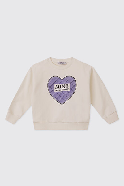 Panço Baby Girl Ecru Sweatshirt