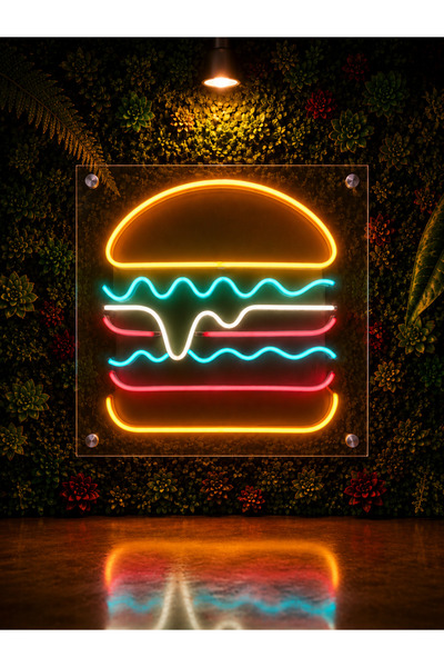 TETRA NEON Hamburger Temalı Neon LED Tabela