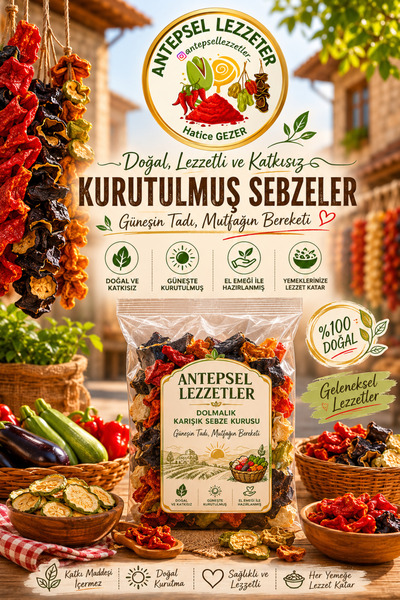 Antepsel Lezzetler Dolmalık Patlıcan Biber Kabak Acur Kurusu 4X10 40 Adet