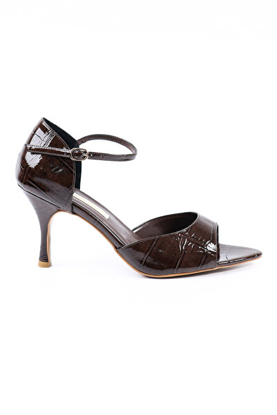 KRISTE BELL Leather Brown Patent Leather Heeled Women's Shoes - Kb2744
