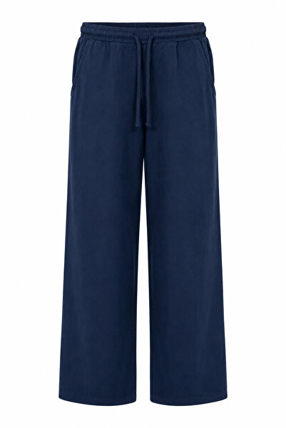 Purple by Banu Navy Blue Elastic Waist Wide Leg Trousers