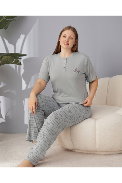 Hirazenmoda Women's Oversize Bamboo Short Sleeve Pajama Set