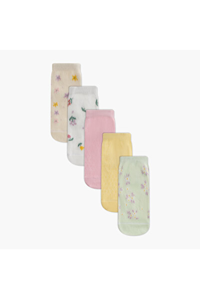 Juniors Baby Girls Socks with Floral Print - Set of 5