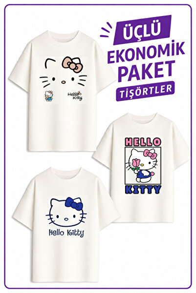 Belya Kids Wear Κοριτσίστικα μπλουζάκια 2 Hello Design, οικονομικό πακέτο 3 τ...