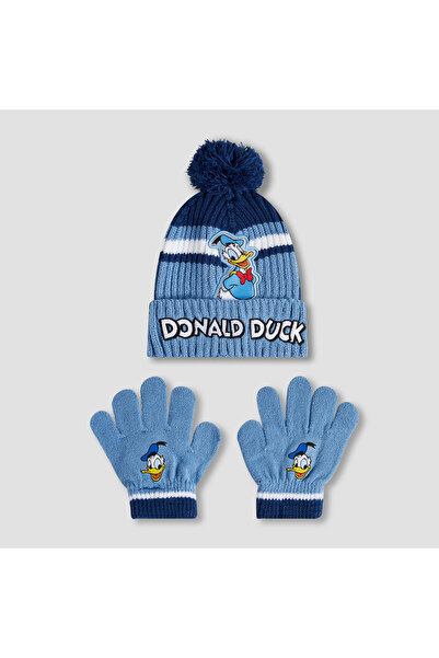 Disney Boys Winter Beanie and Gloves with Donald Duck Print - Cotton