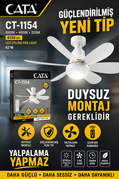 Cata Ct-1154 62 Watt Lodos Fan Led Tavan Vantilatörü (Yeni Model)