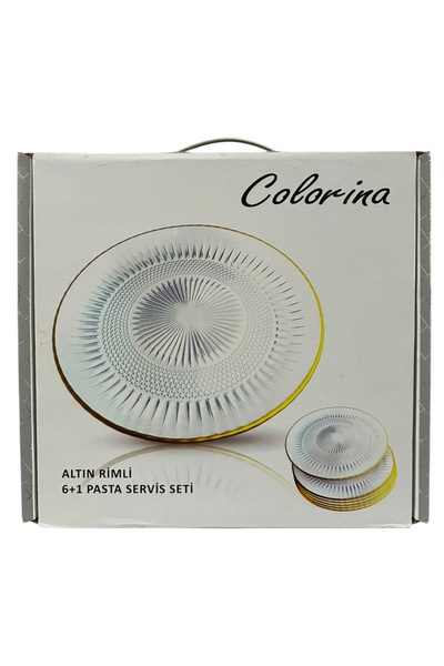 Colorina Gold Rimmed 6+1 Cake Serving Set
