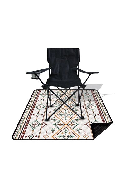 Zen Store 2PC Combo Camping Chair & Waterproof Picnic Mat Set – Foldable Outd...