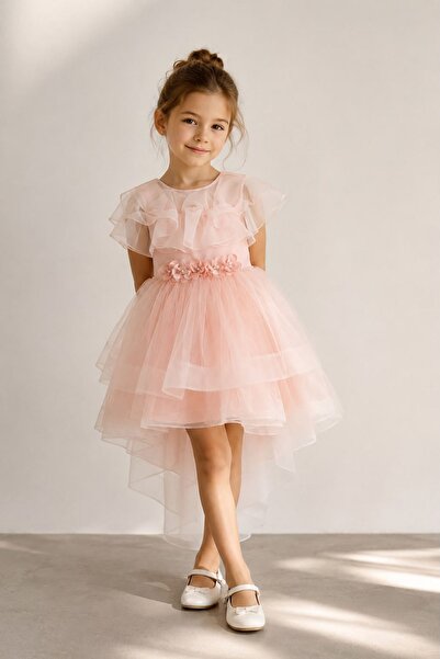 Minigimin Cicileri My Little Girl's Organza Flounce Collar Tail Dress for Gir...