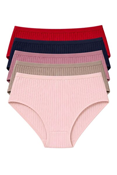 YILDIZ Striped Bamboo Bato Women's High Waist Panties Colorful 5-Pack