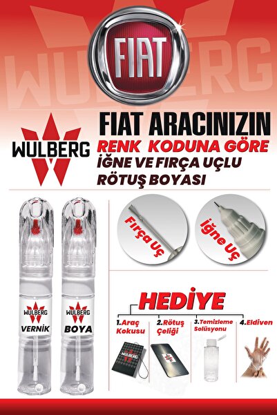 Wulberg FİAT Boya Koduna Göre Rötuş Boyası + Vernik 25 ml İğne & Fırça Uçlu K...