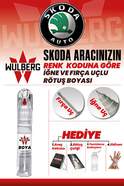Wulberg SKODA Boya Koduna Göre Rötuş Boyası 25 ml İğne & Fırça Uçlu Kalıcı Çi...