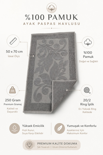 New Cotton Home 50X70 cm Premium 100% Cotton Jacquard Bath Foot Towel |   High Absorbent