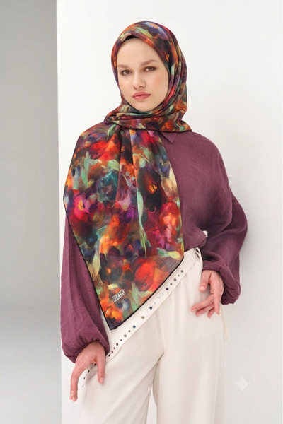 ZER Organic Cotton Viscose Scarf Special Design Tie-Dye Floral Lightweight St...