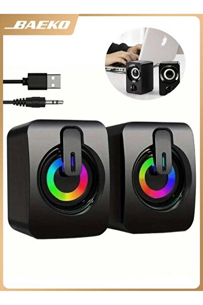 GULF GALLERY BAEKO Small USB Powered 3.5mm Aux Desktop Computer Speakers,PC S...