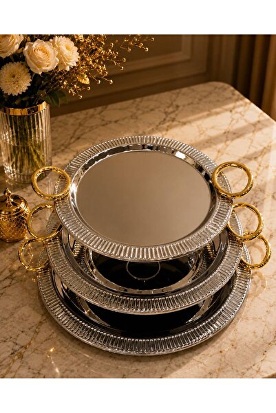 Rwfd Rema 3-piece silver serving tray set