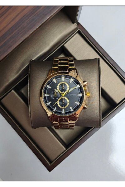 ABAGROUP Choppers Gold Metal Cord Black Dial Men's Wristwatch
