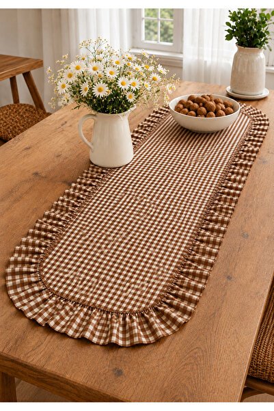 ŞAH TEXTILE DESIGN Pötikareli sık fırfırlı leke tutmaz runner 40x110