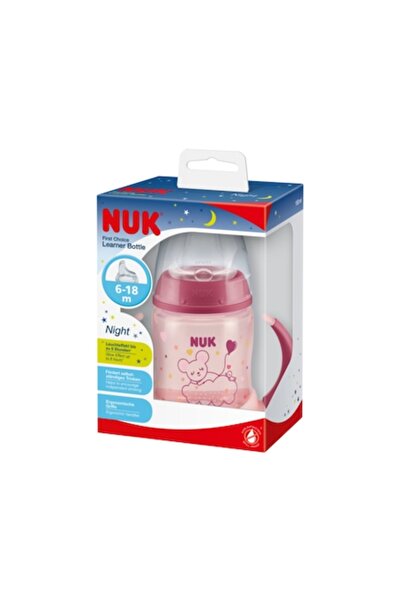 Nuk Biberon First Choice 150ml roz cu mâner și tetină de silicon anti-picurare