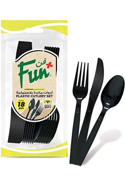 FUN BY AL BAYADER فن Fun Heavy-Duty Black Cutlery Set Spoons Knives Forks set...