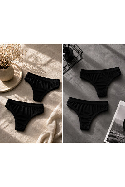 2'li Tanga Likra Pamuklu String Sexi Kadın Külot