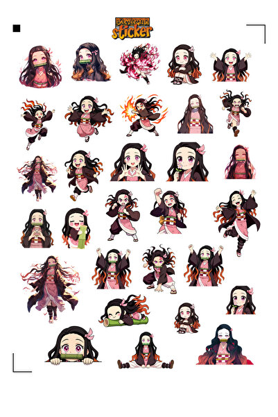 Simirna Sticker Nezuko Kamado - İblis Keser - Demon Slayer - Anime - Sticker ...