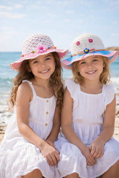 Yalçınoğlu Kids 2-8 Years Old Summer Children's Straw Hat I Summer's Favorite...