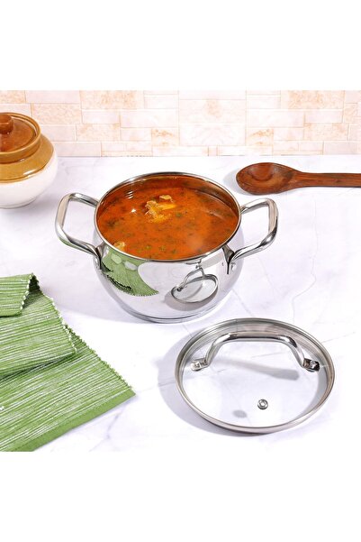Vinod Stainless Steel Almaty Sauce Pot with Glass lid- 20 cm- 4 L (Induction ...
