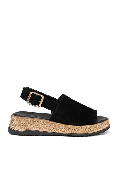 Tergan Siyah Hakiki Süet Deri Kadın Sandalet - K26Y1SN68584-A01