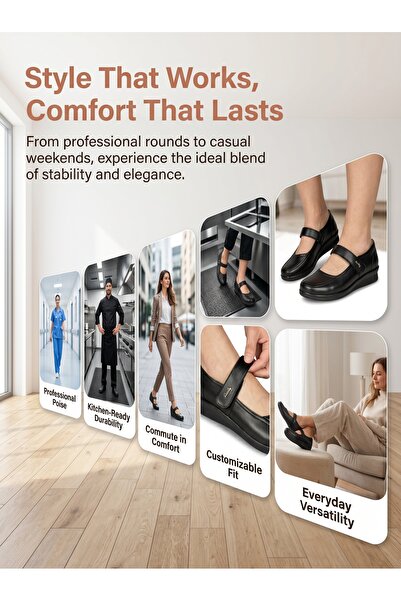 Dhiaa Walk Professional Nurse Shoes for Women - 4.5cm Wedge Heel with Long-ti...