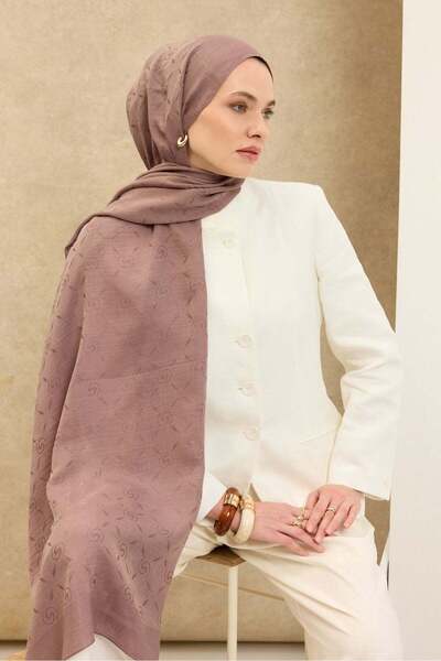Silk Home شال قطني من نايا ماكسي مونوغرام مينك