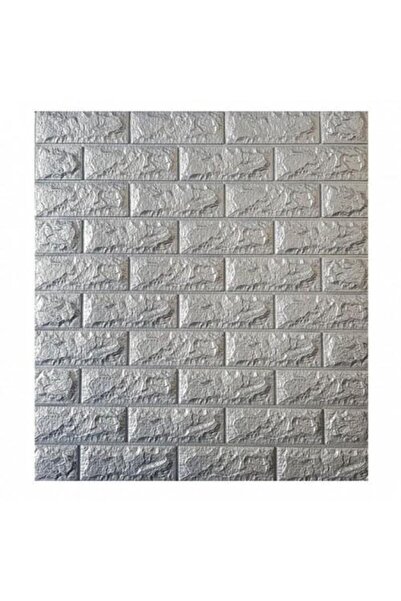 Vivendo Set 10 x Tapet 3D caramizi argintii, gri, auto-adeziv pentru interior...