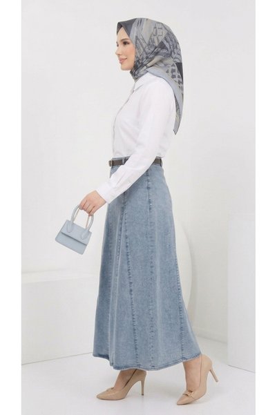 Eseyti Light Blue Striped Skirt