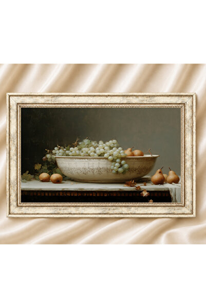 TekTablo Vintage Painting Cream Antique Framed Painting Models