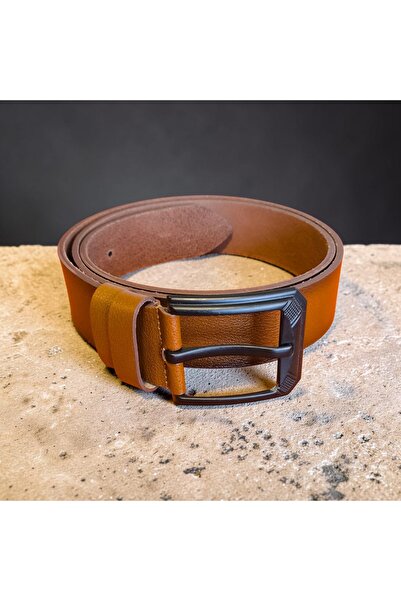Dülger AVM Premium 100% Genuine Buffalo Leather 4 cm Thick Men's Belt - Tan B...