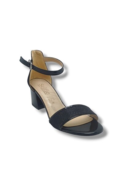SELFİE 4270-26 Glittery Patent Leather Single Strap Mid Heel Fashion Women's ...