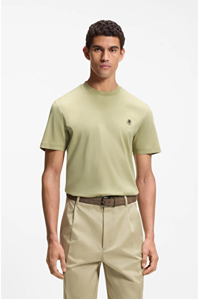 BOSS Erkek %100 Pamuklu Yuvarlak Yakalı Kısa Kollu Açık Yeşil2 T-Shirt