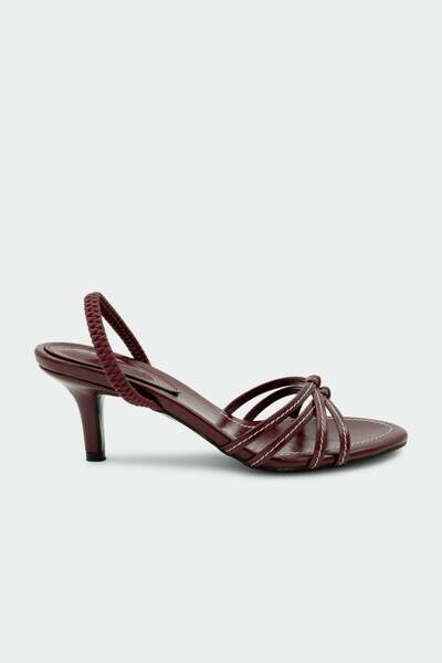 LamintaGlobal Nesso Knot Detailed Burgundy Women's Heeled Shoes