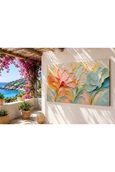 EvimeTablo Pastel Çiçek Kanvas Tablo – Modern Soyut Floral Duvar Tablosu – Be...