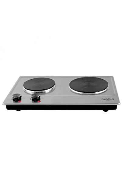 Samus Plită electrică din oțel inoxidabil PX302, 2500W, cu două plăci din fontă