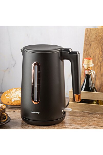 Klausberg Fierbător electric 1.7 L oțel 304 Negru mat 2200W AUR ROZ