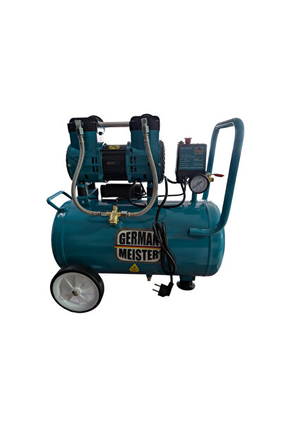 German Meister Compresor aer fara ulei 1300W rezervor 24L presiune 8 bar 2 pr...