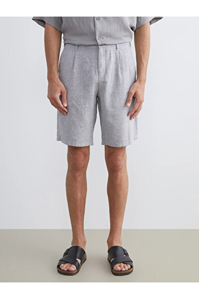 LC Waikiki Gray Standard Fit Linen Blend Men's Shorts