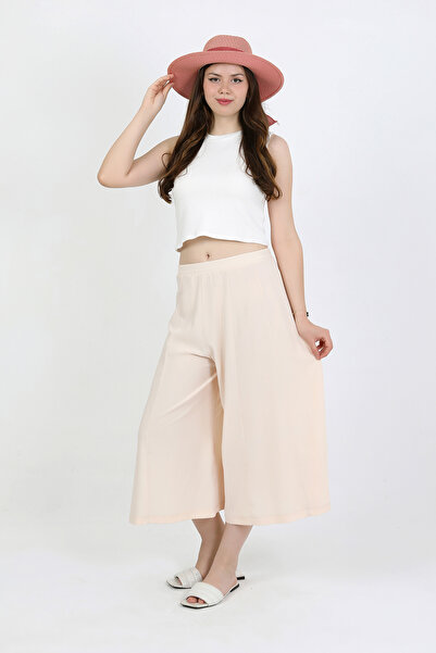 TANISA Liva Elastic Waist Draped Wide Cut Skirt Trousers Tns-4404