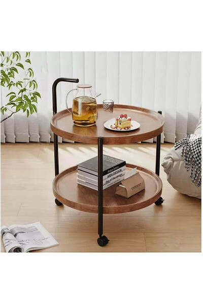 Vivendo Masa rotunda de cafea pentru living, design nordic 40 x 40 x 65cm