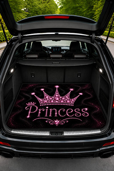 Dormot Premium Princess Taç Desenli Universal Bagaj Halısı 100x80 cm Dijital ...