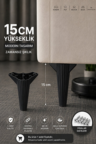 Ulaş Hırdavat Mobilya - Baza - Koltuk - Akıllı Masa Ayağı, Siyah Renk Çizgili...