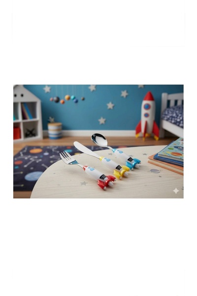 Porland Mini Rocket Çocuk Çatal Kaşık Bıçak Takımı 3 Parça