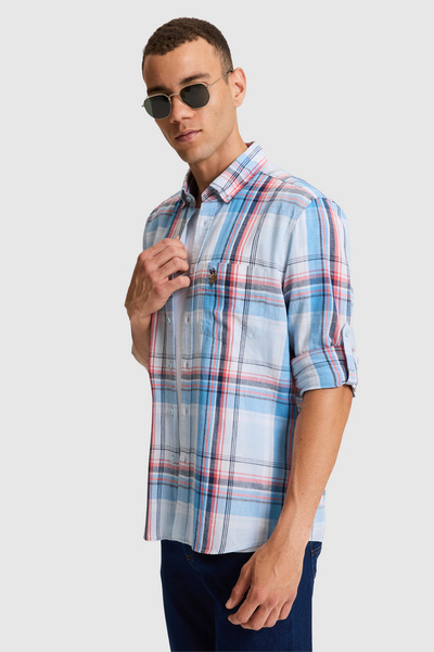 U.S. Polo Assn. Men's Cobalt Blue Long Sleeve Shirt 50322207-Vr077